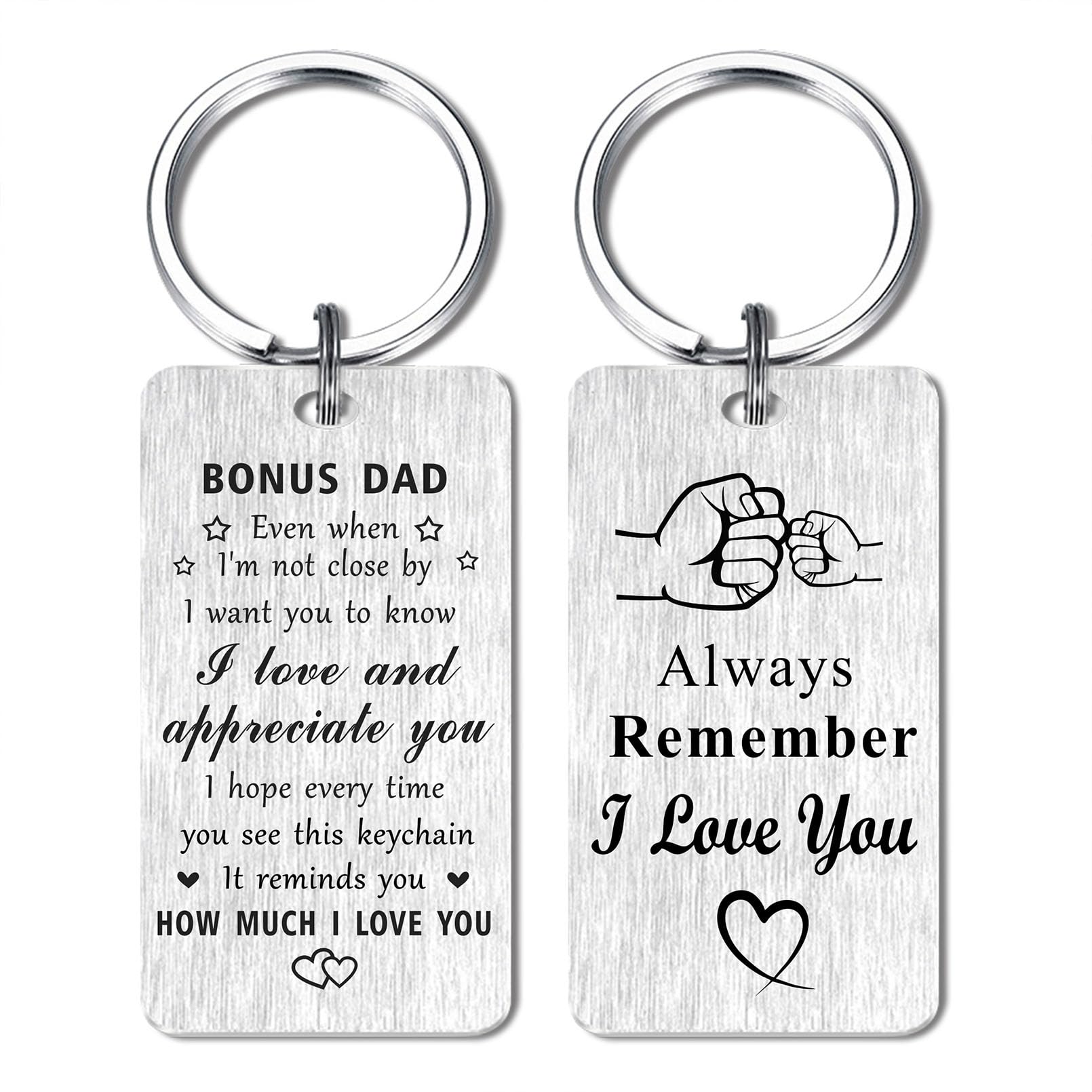 Jzxwan Bonus Dad Gifts, I Love You Step Dad Birthday Keychain Gifts, Appreciate Stepdad Key Chain, Step Father Present