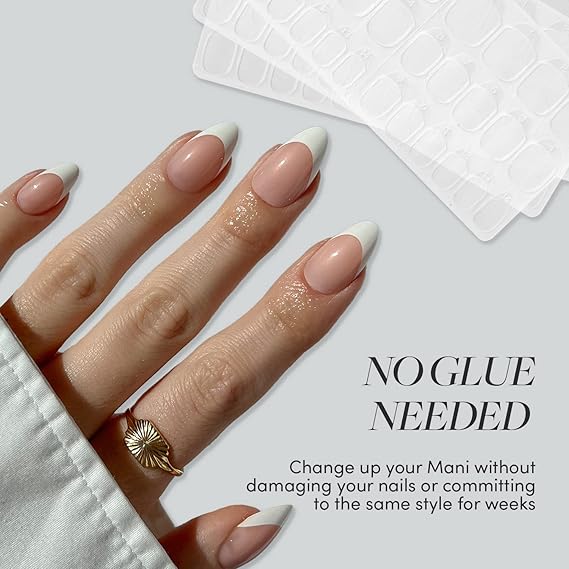 Glamnetic Press-On Nails & Adhesive Nail Tabs - Confetti | Short Almond Pastel French Tip Nails | 15 Sizes - 30 Nail Kit with Adhesive Tabs