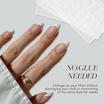 Glamnetic Press-On Nails & Adhesive Nail Tabs - Confetti | Short Almond Pastel French Tip Nails | 15 Sizes - 30 Nail Kit with Adhesive Tabs