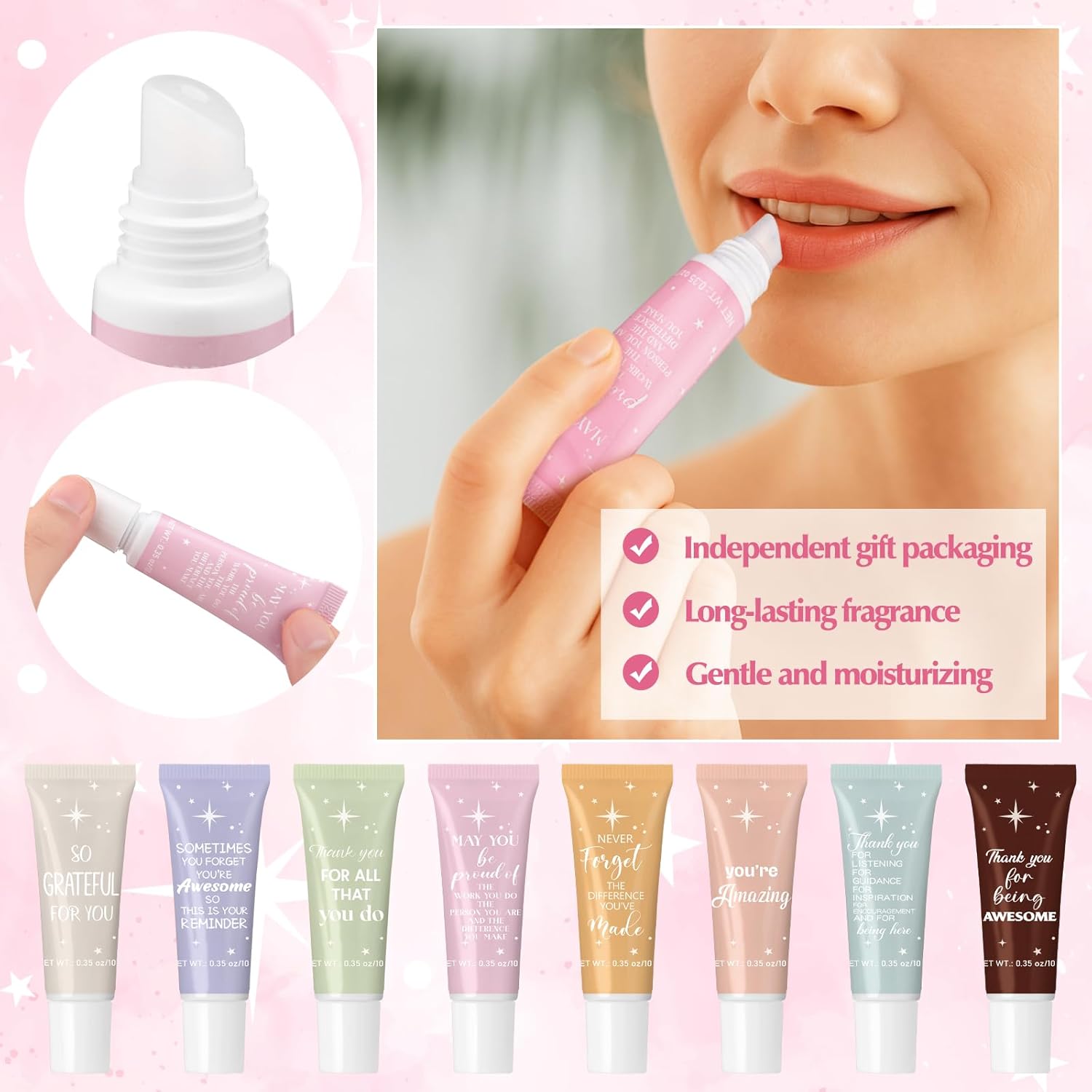 24 Pcs Appreciation Gifts Lip Balm Bulk Moisturizing Balm for Dry Cracked lips Team Thank You Gift Volunteer Appreciation Party Favor for Women Teacher Employee Coworkers Nurse Girls Friend