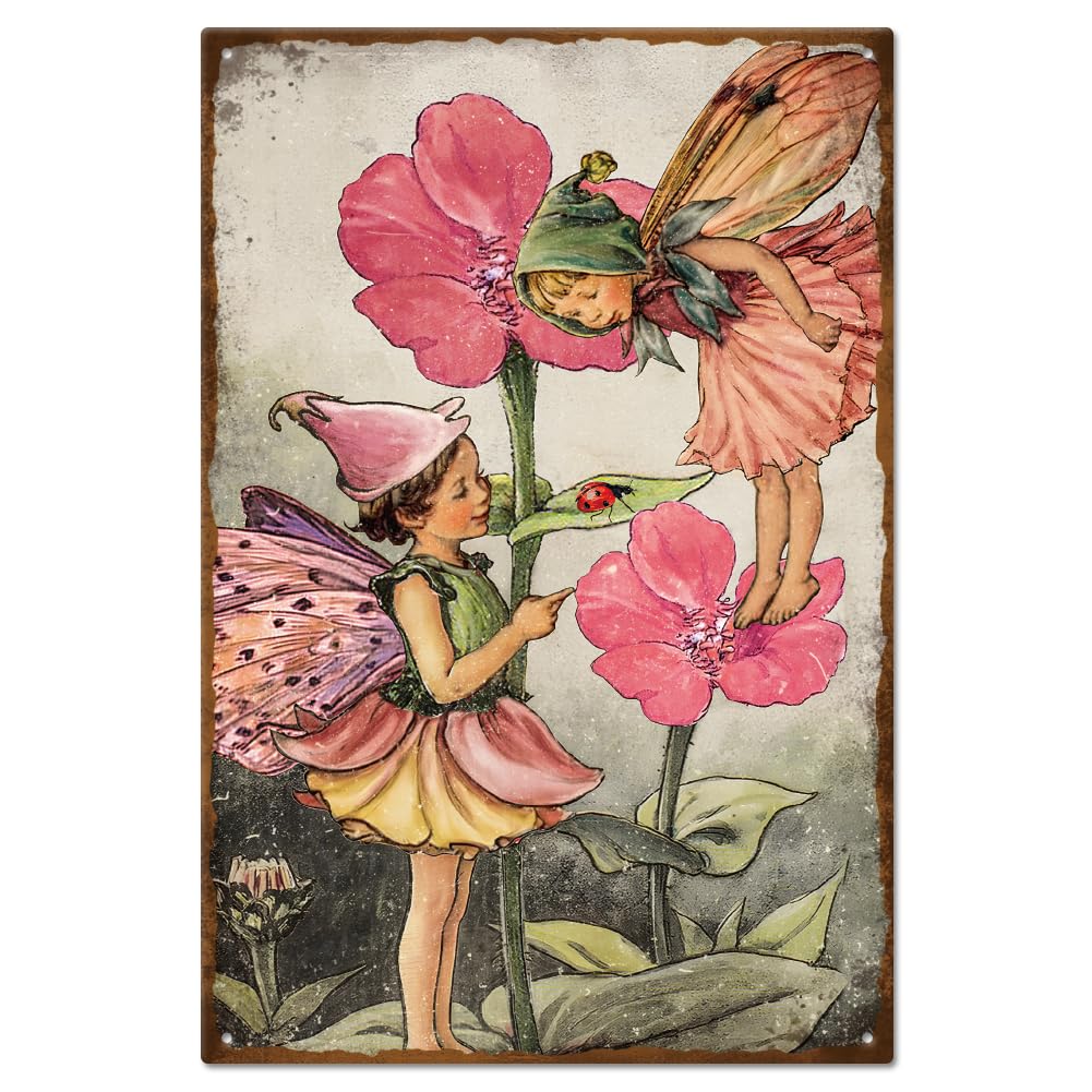 GLOBLELAND Targa In Metallo Vintage con Fiori e Bici 12x8 pollici