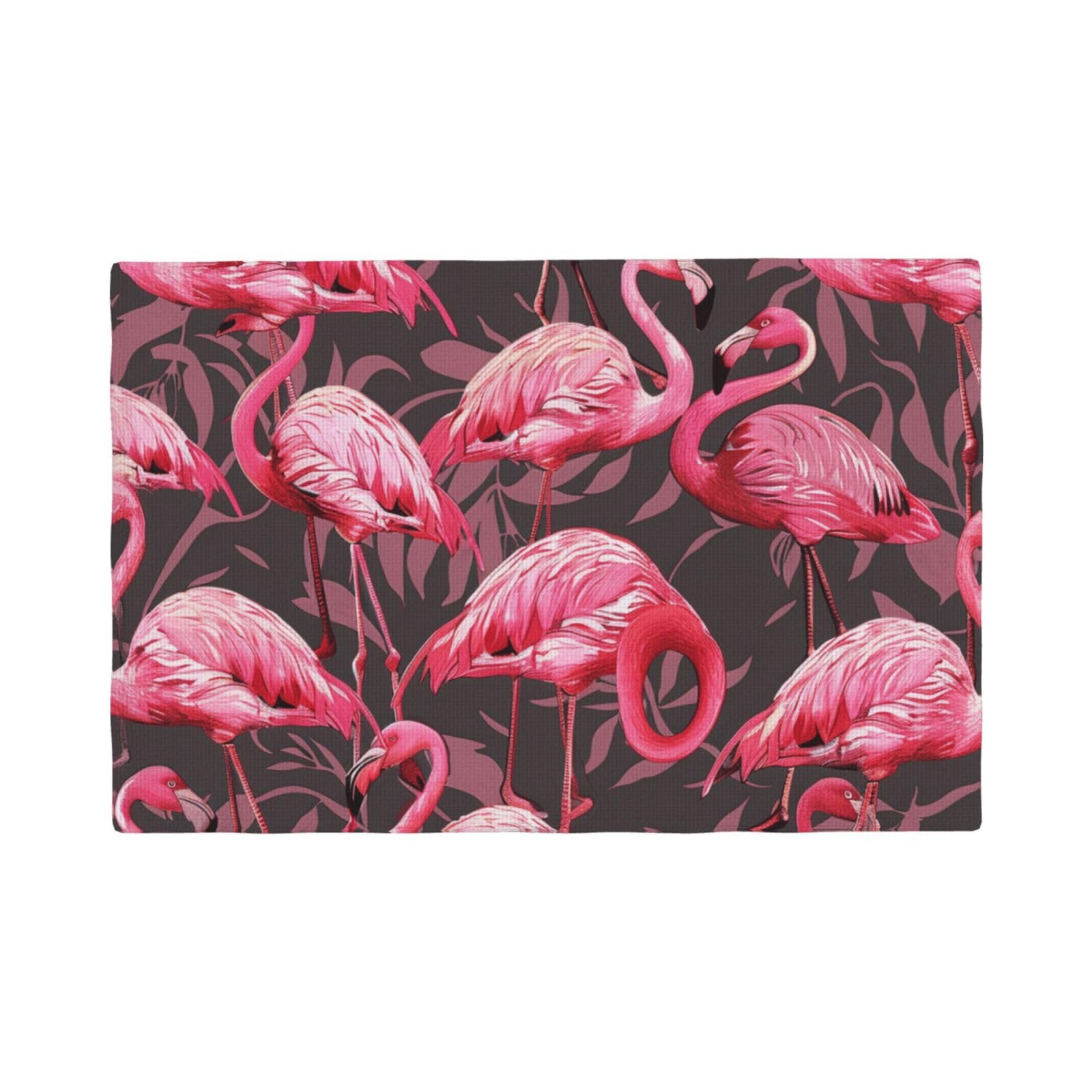 cute flamingo pattern Print Placemats Set, Heat Resistant Washable Placemat 12x18in Table Mats for Party Kitchen Dining Table Decoration Indoor Outdoor, Six Piece