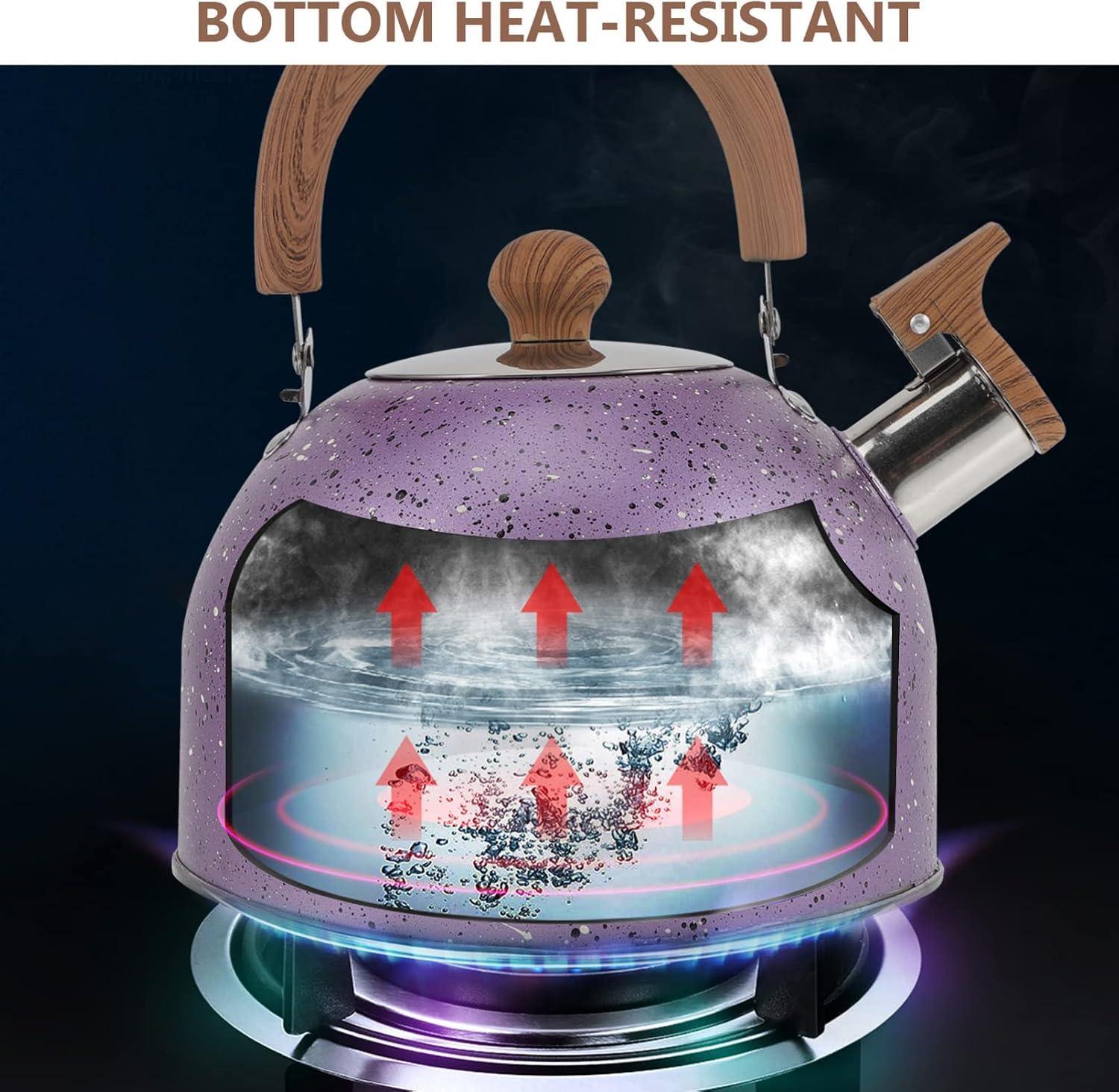 Hemoton Stainless Steel Tea Kettle for Stove Top Boiling Water Pot with Whistling Feature Compatible with Gas and Induction Cookers 7.5 Inch Compact Design