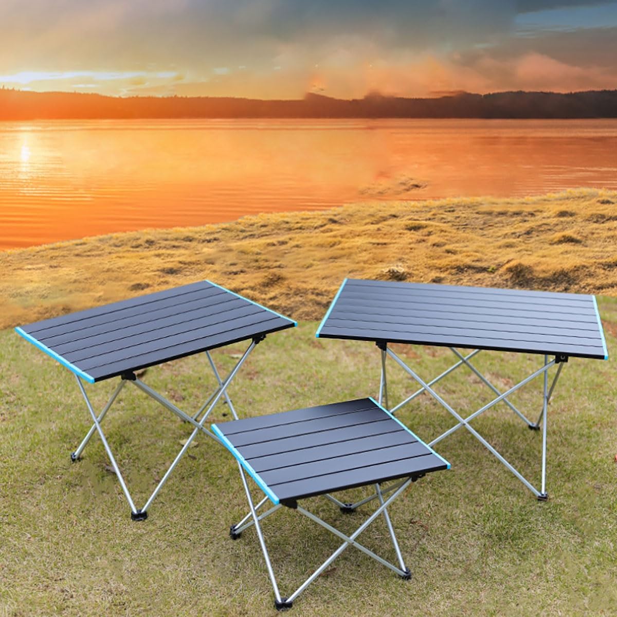 Generisch Tragbarer Klapptisch – Höhenverstellbar, ausziehbar, leichtes Aluminium, kompaktes Design, platzsparend für Picknick, Camping, Reisen und Essen