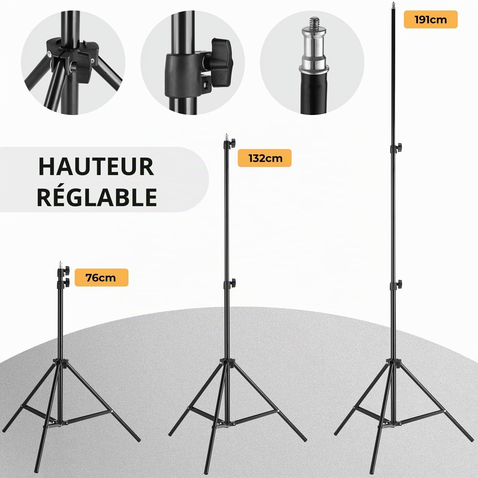 Kit Softbox Éclairage Photographie, 2 Softbox 50x70cm, 2 Ampoules LED, 2m Support Réglable, Kit Équipement de Studio pour Vidéo/Produits/Rétraits, Éclairage Doux Uniforme
