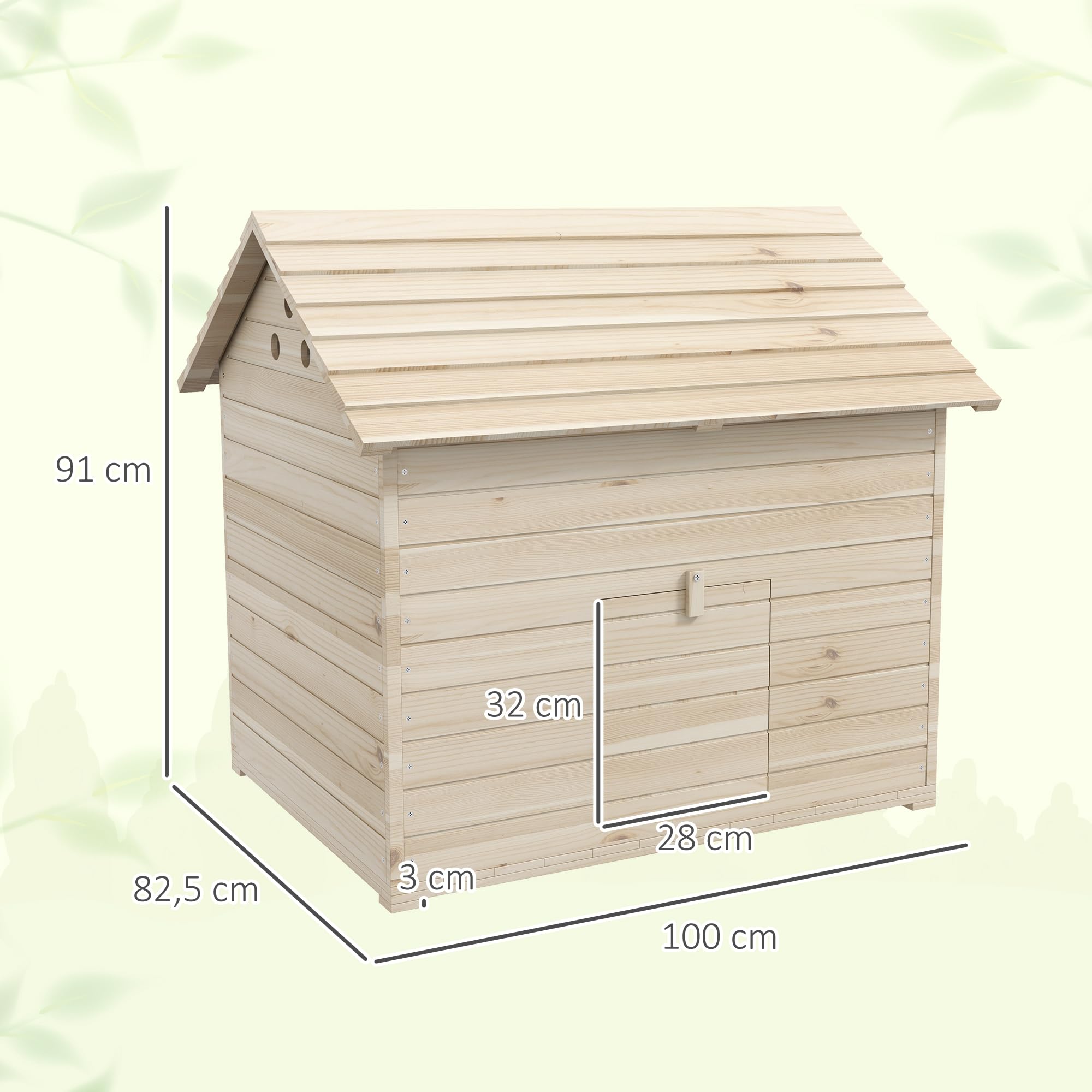 PawHut Casetta per anatre in legno con tetto apribile, 100 x 82,5 x 91 cm - Casa per anatre e oche con ventilazione e porta rampa - pollaio robusto 2-4 animali, facile pulizia, legno naturale