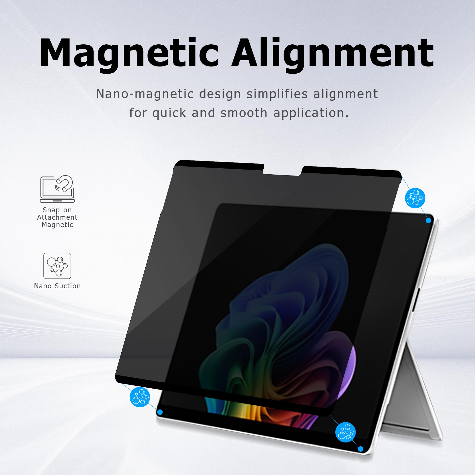 MEGOO Protector de pantalla de privacidad para Surface Pro 7/6/5/4/3 de 12.3 pulgadas, antiespía, antirreflejos, bloqueo de luz azul y UV, nano tecnología magnética, diseño extraíble