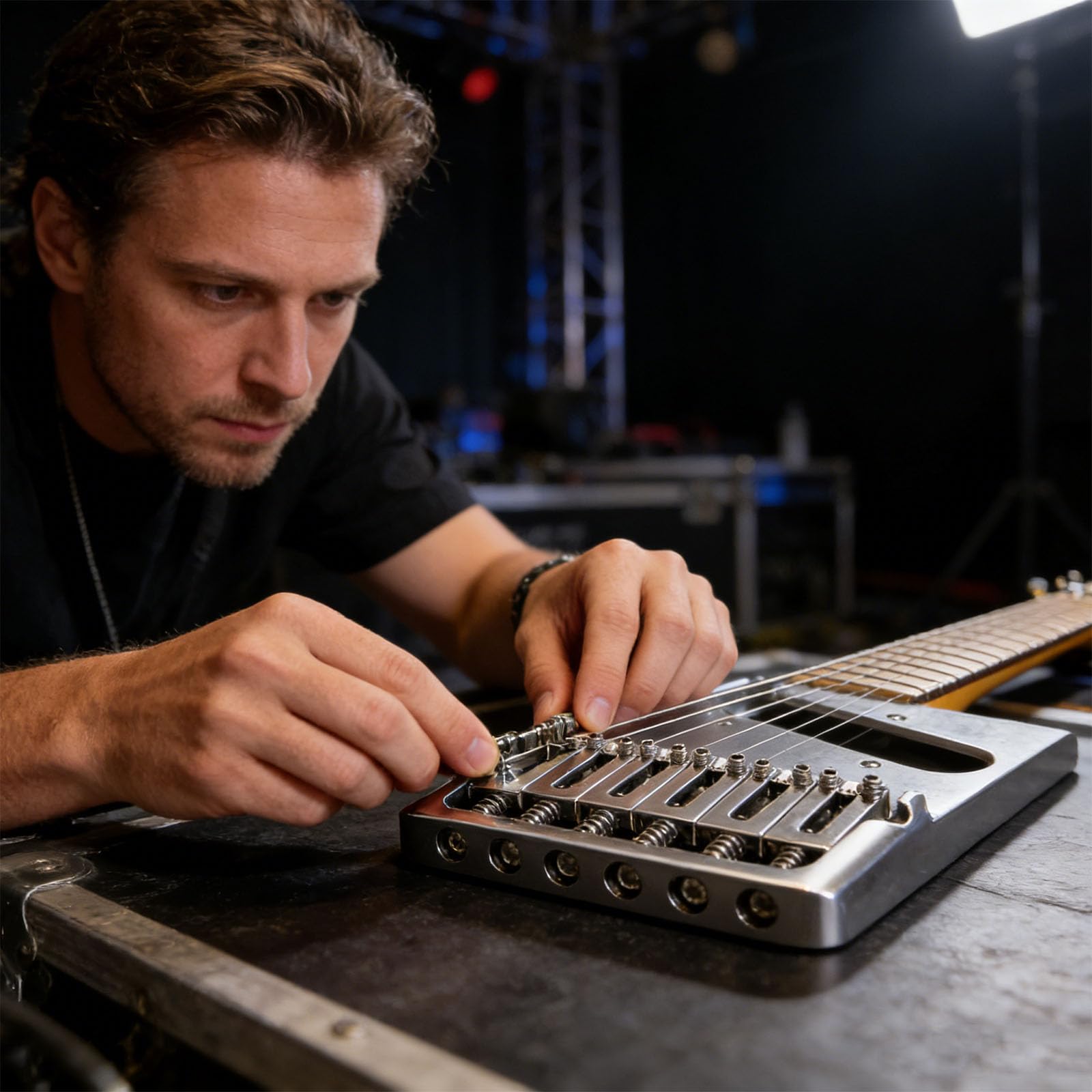 Innovador puente de guitarra para instrumentos de cuerda con sillines de latón ajustables y estabilidad de afinación, puente de guitarra moderno