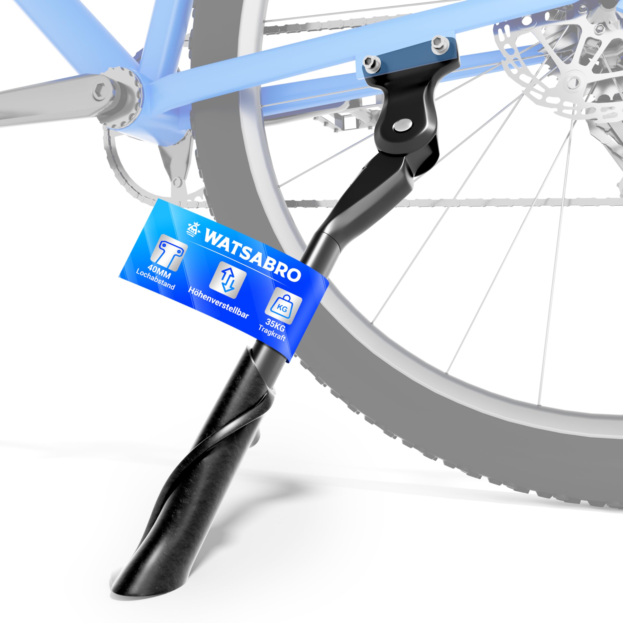 WATSABRO Fahrradständer 24-29 Zoll,Höhenverstellbarer Seitenständer mit 2 Löchern,40mm / 18mm Lochabstand,M5 Schraube Schraubenöffnung 5mm,Stabil Seitenständer E-Bike,MTB