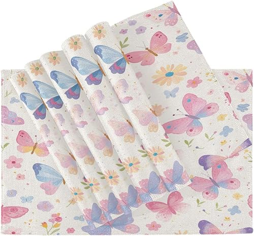 Miniatura 4 de Manteles individuales de verano hermosos de encargo de las moscas de verano manteles individuales lavables de plástico niños conjunto 6 12 x 18