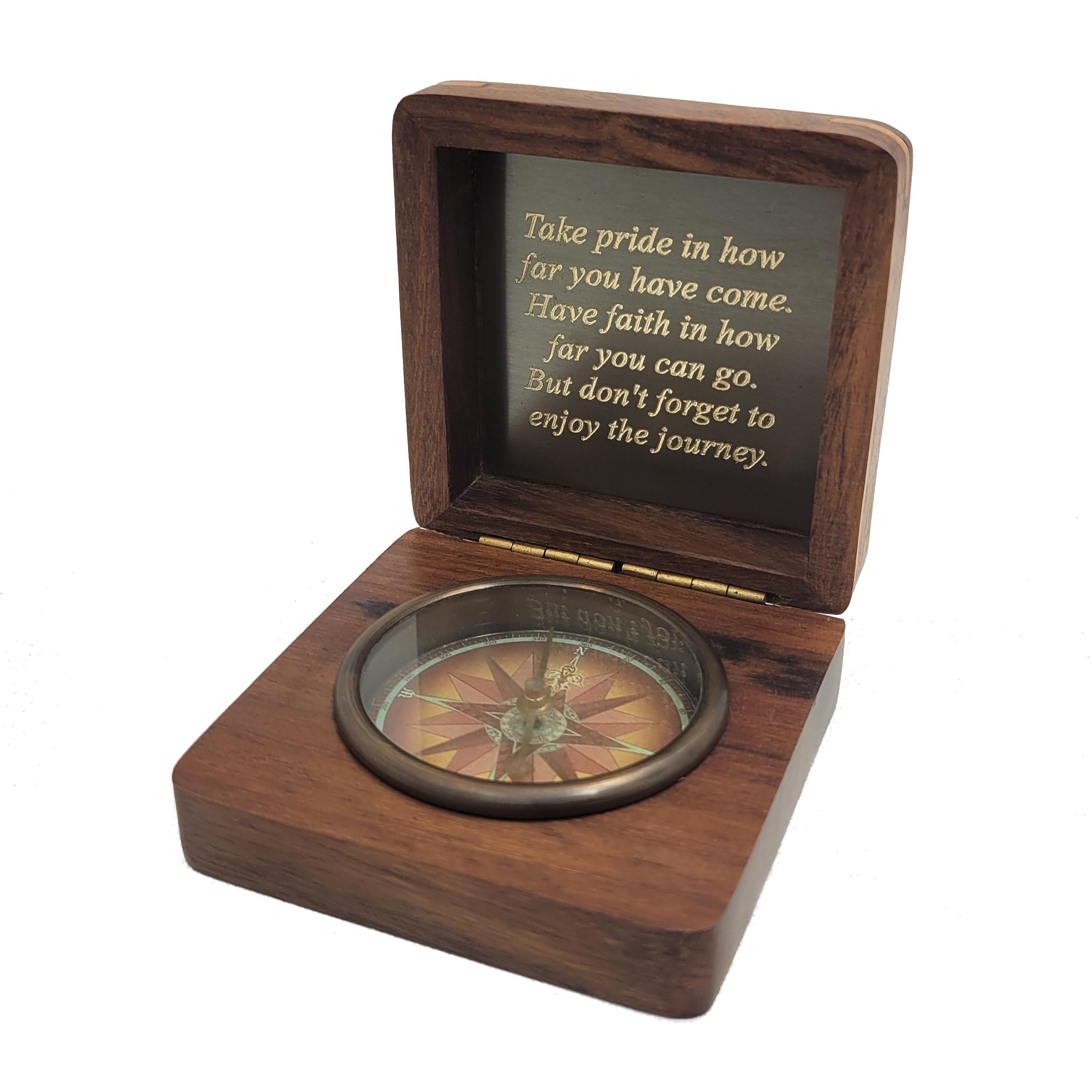 Custom Engravable Captain's Desk Compass | Personalized Baptism Gifts for Boys | Engraved Graduation Compass Gift for Son, Grandson (FBA - Take Pride)