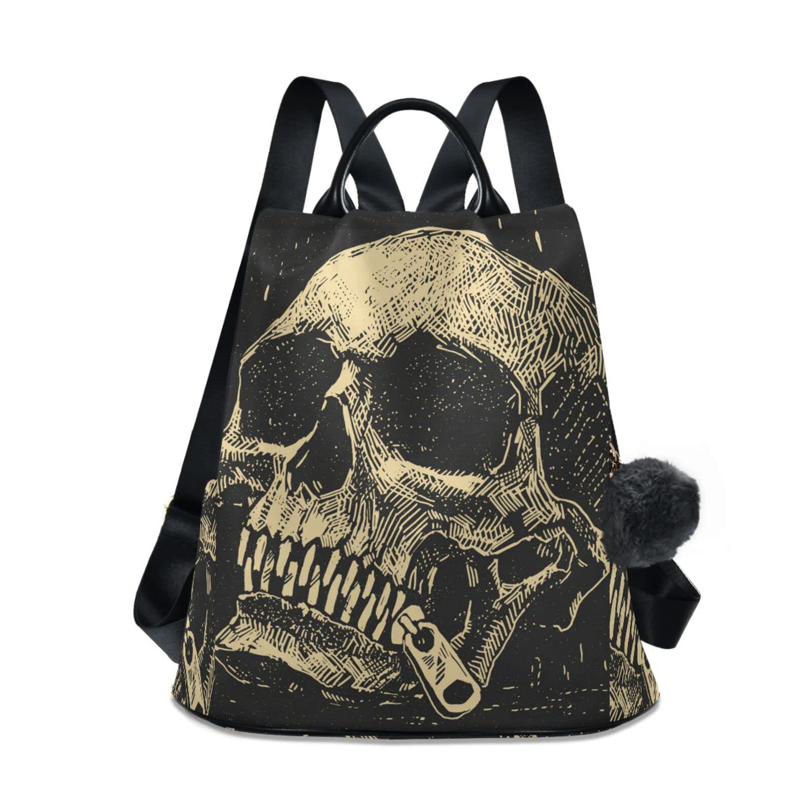 ALAZA Retro Skull Backpack Purse for Women Travel Casual Daypack College Bookbag Work Business Ladies Shoulder Bag