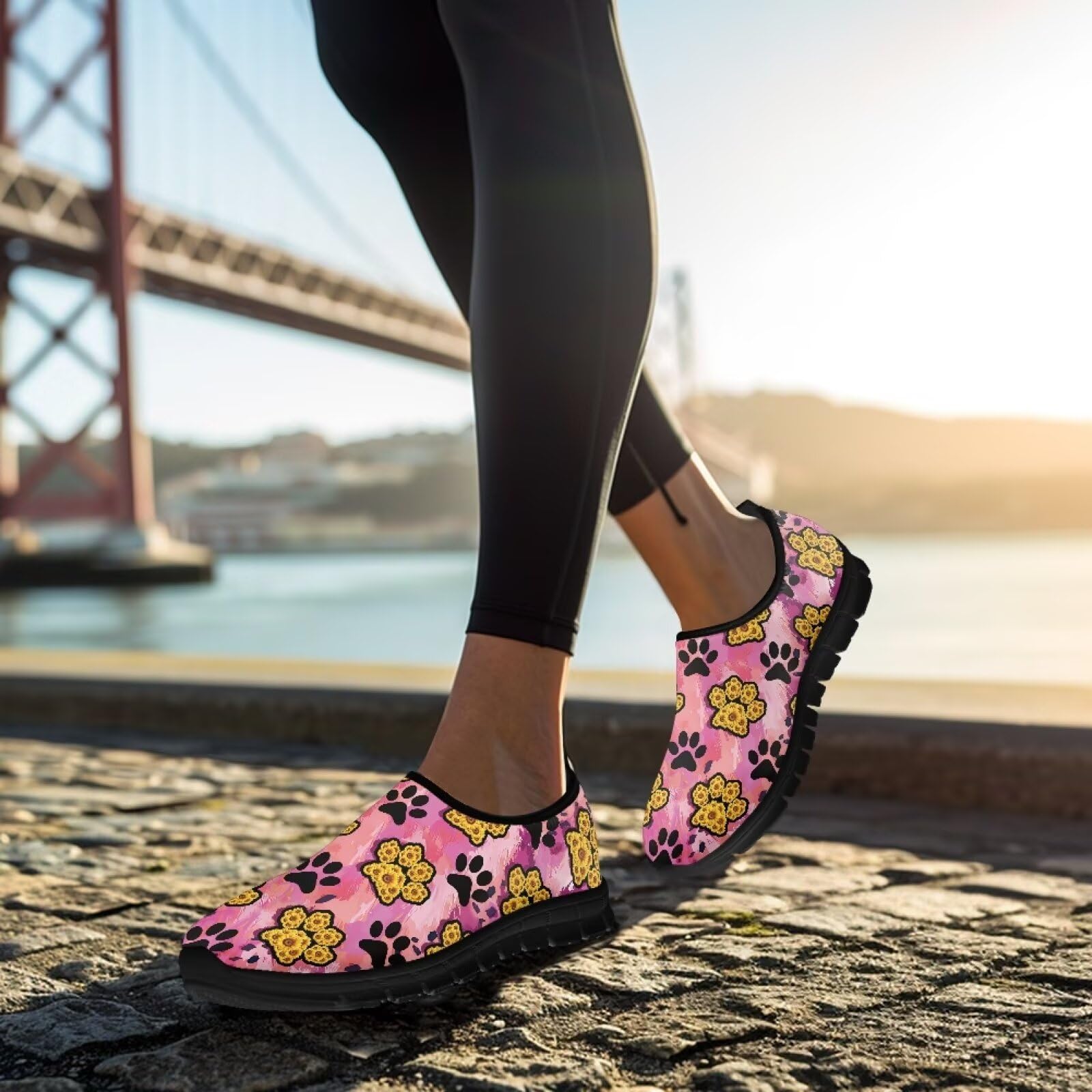 Damskie buty typu sneaker, oddychające, lekkie, antypoślizgowe, do wędrówek, joggingu, czarna podeszwa