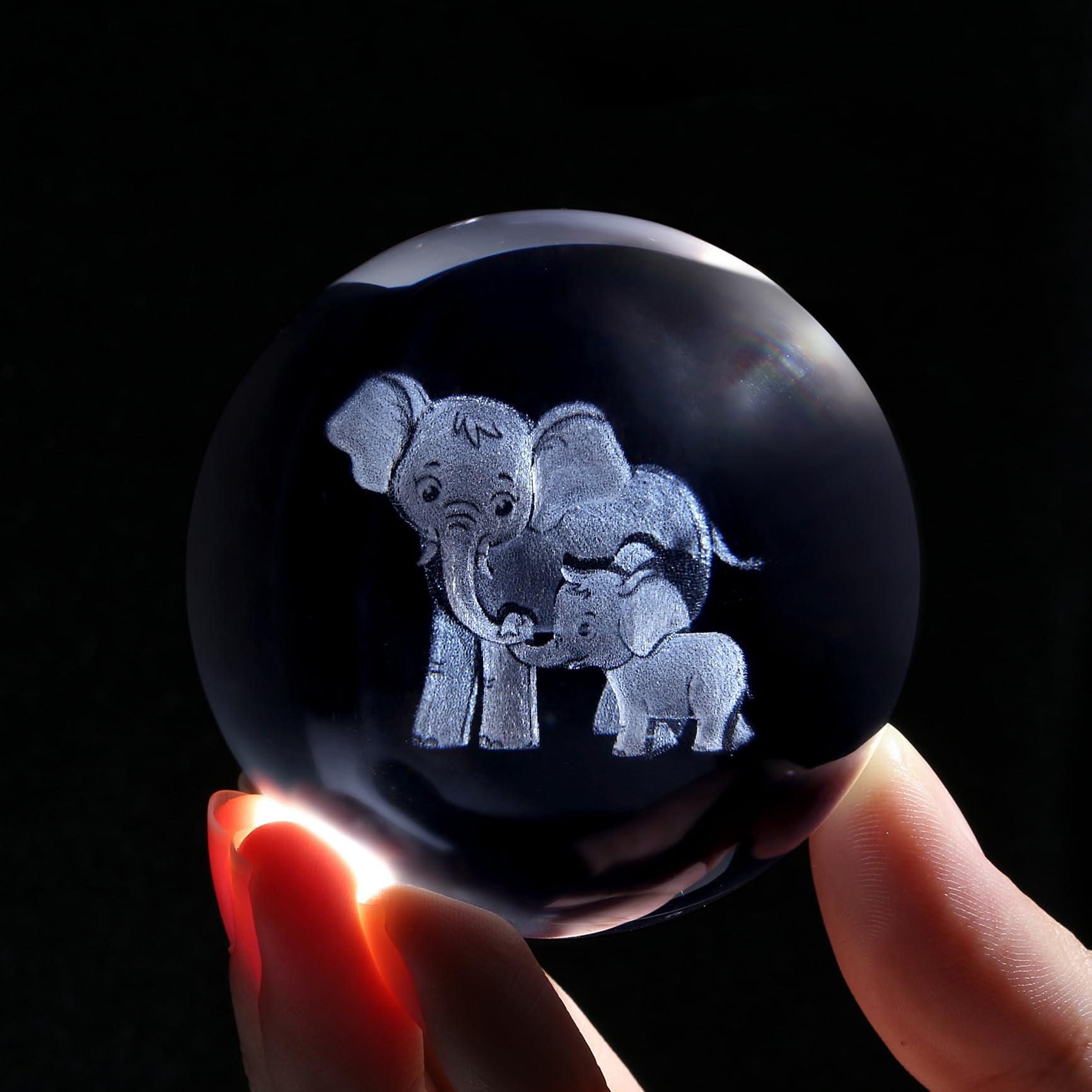 XIANNVXI 3D 60mm Elephant Gifts for Women Elephant Ornament Crystal Ball Paperweight Mum Mother and Daughter Gifts Presents Cute Paperweight Decor Decoration for Bedroom - Image 2
