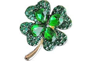 St. Patrick's Day Rhinestone Clover Leaf Brooch Pin for Women Girls