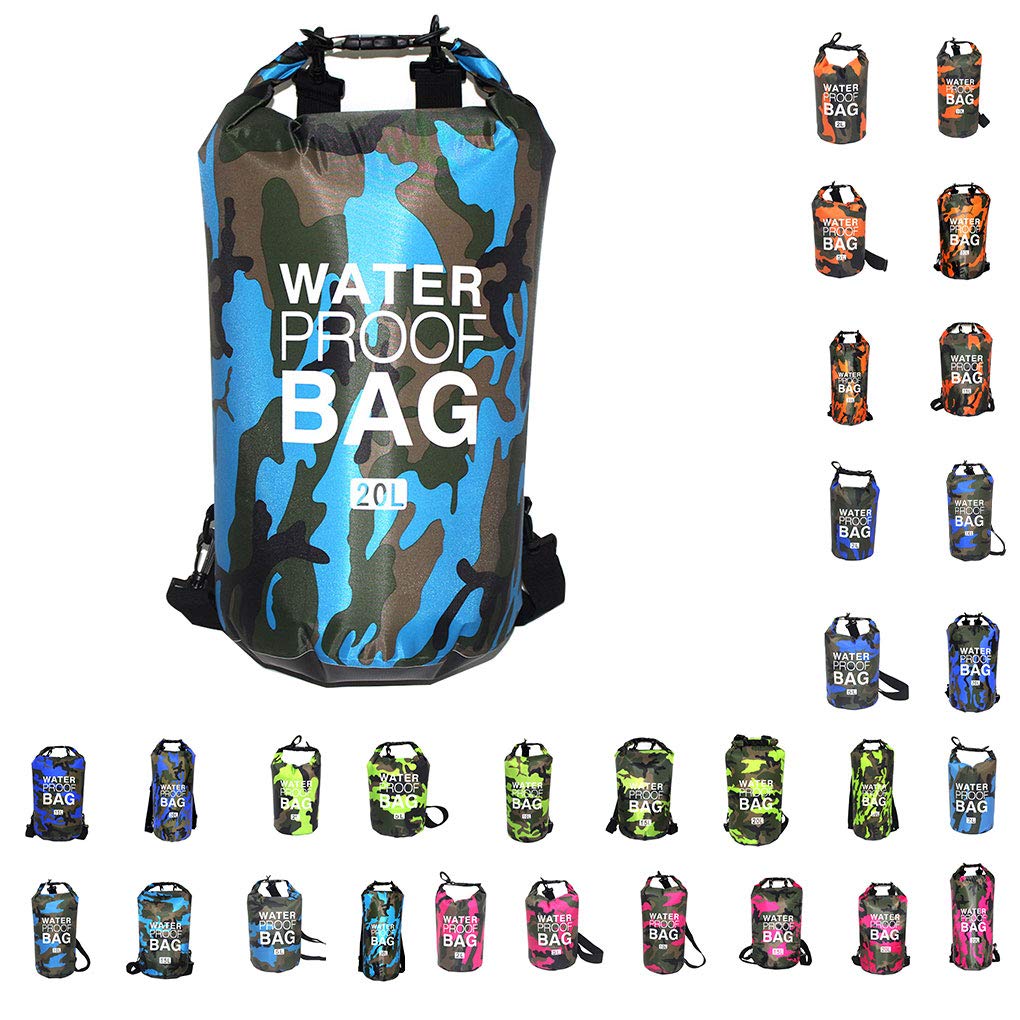 Schwimmtasche, wasserdicht, verschleißfest, Schultertasche, Rettungsgürtel, Wassersport, Blau, Camouflage, 11,5 x 28 cm