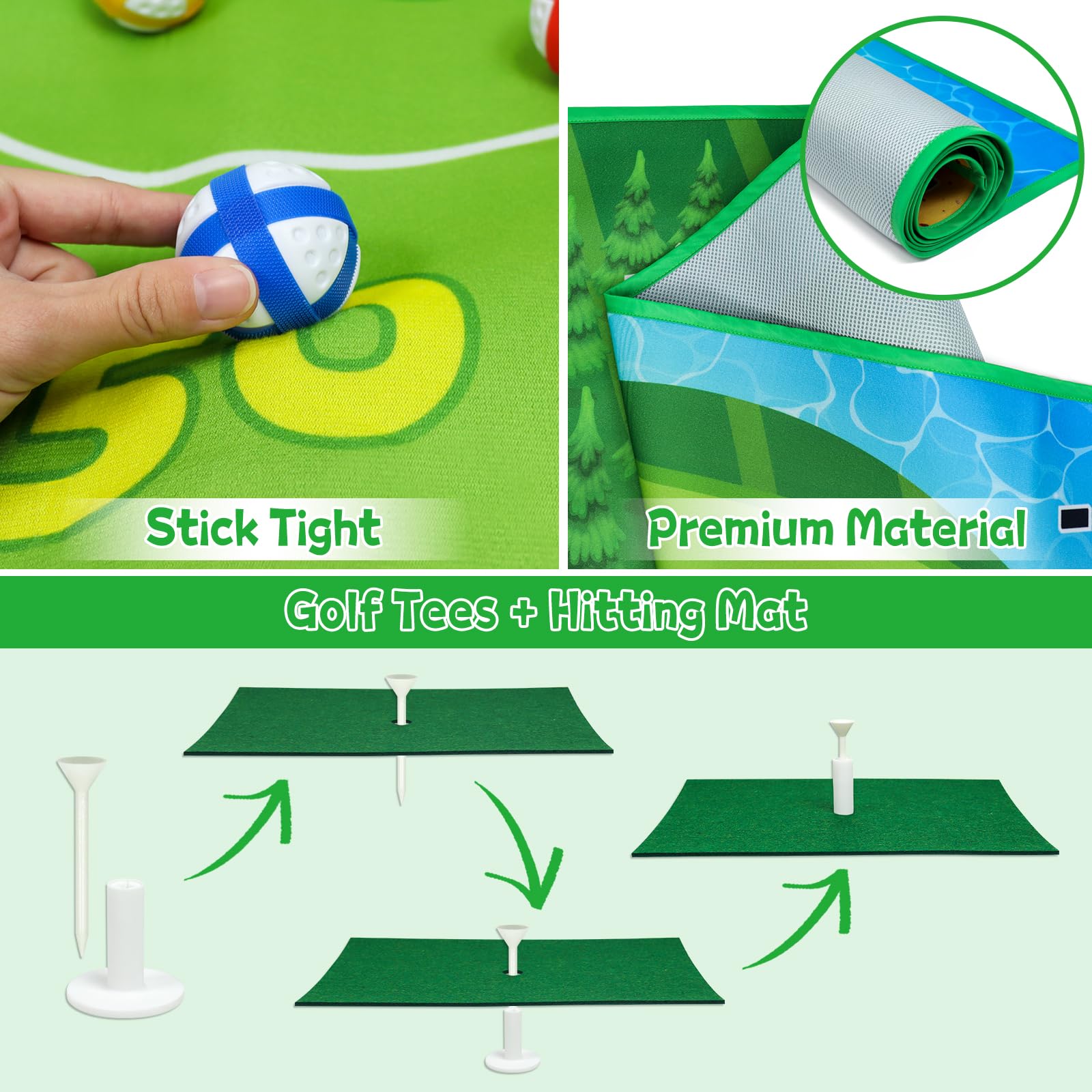 Dr.Rapeti Tapis de Golf Intérieur Lavable, Ensemble de Jeu Battle Royale, Tapis d’Entraînement pour Enfants