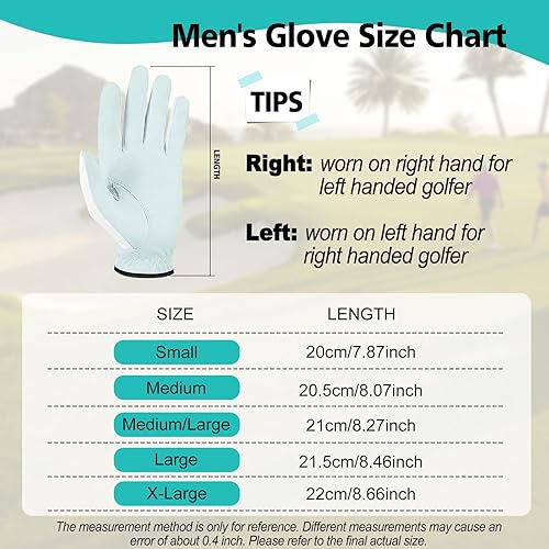 Miniatura 5 de Yamato Paquete de 3 guantes de golf para hombre, guantes duraderos de cuero blanco Cabretta para todo tipo de clima, para golfistas diestros,