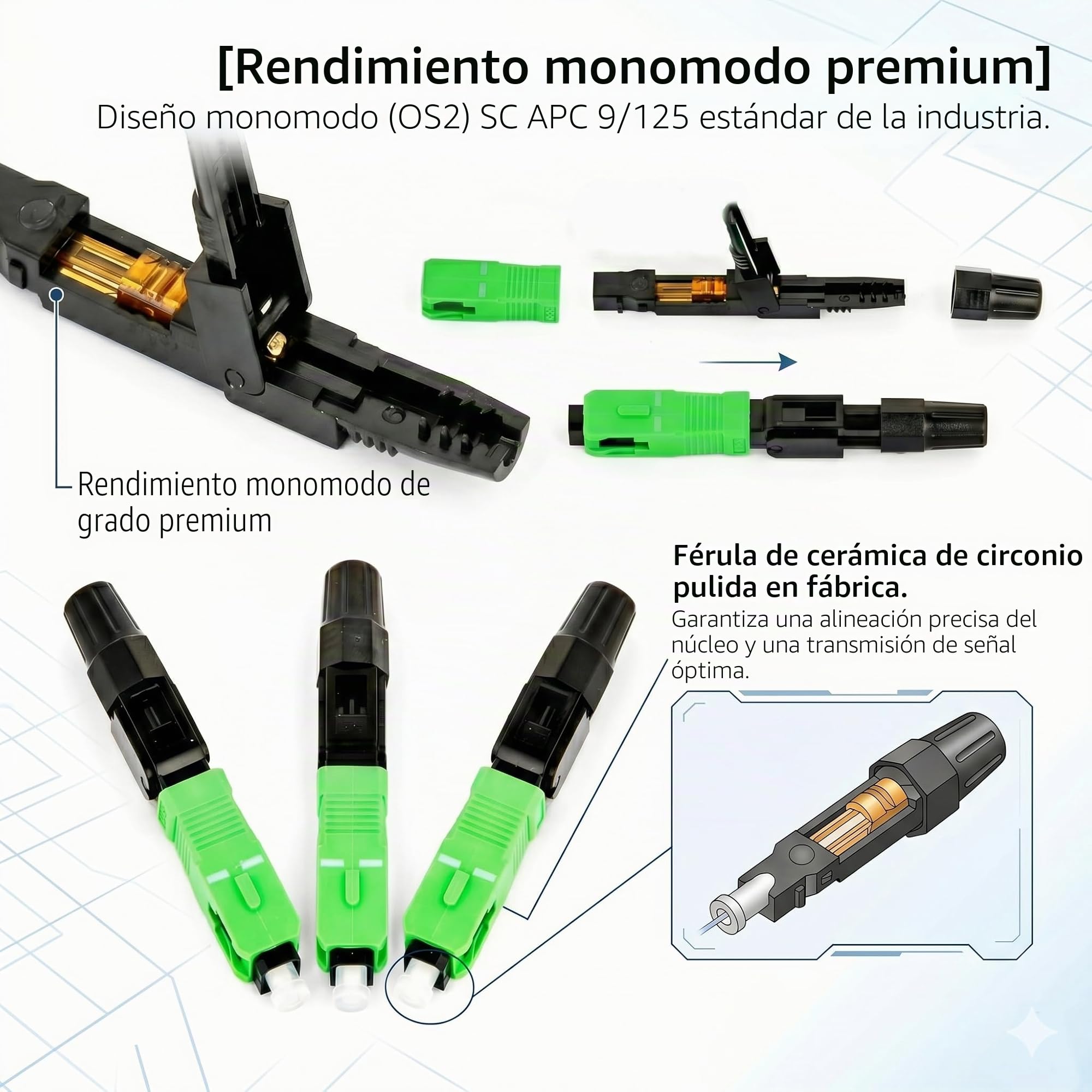 Conectores de fibra óptica SC APC tipo Flip, conector frío rápido para red CATV, 10 unidades