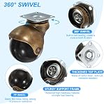 PATIKIL 2 Inch Ball Caster Wheels Set of 4, 360° Rotating Swivel Top Plate Wheels 397 lbs Total Capacity Caster with M4 Screws for Furniture Table Cabinet Bronze