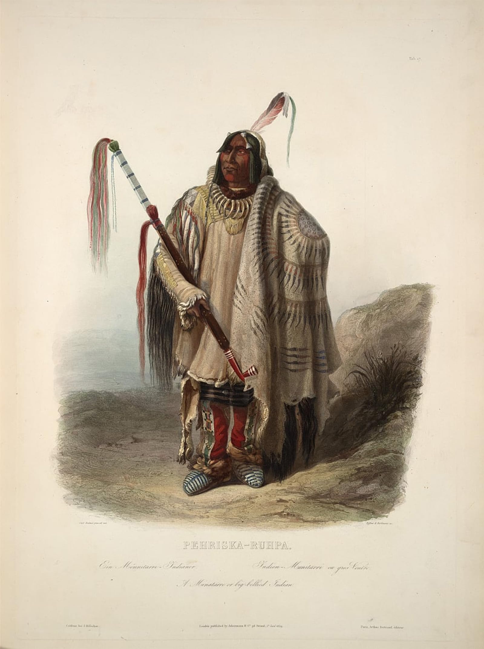 Posteriik No Frame Famous Modern Artwork Art Mural A Minatarre Or Bigbellied Indian By Karl Bodmer Oil Paintings Pictures For Home Decor 60X90cm
