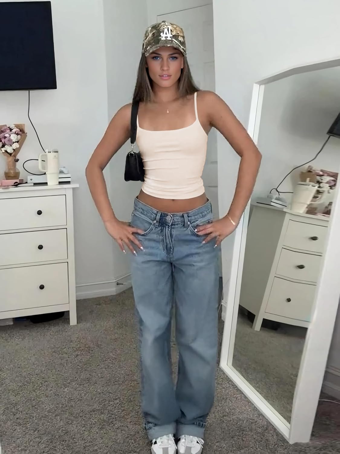 Women's Sleeveless Adjustable Spaghetti Strap Tank Top - Image 3