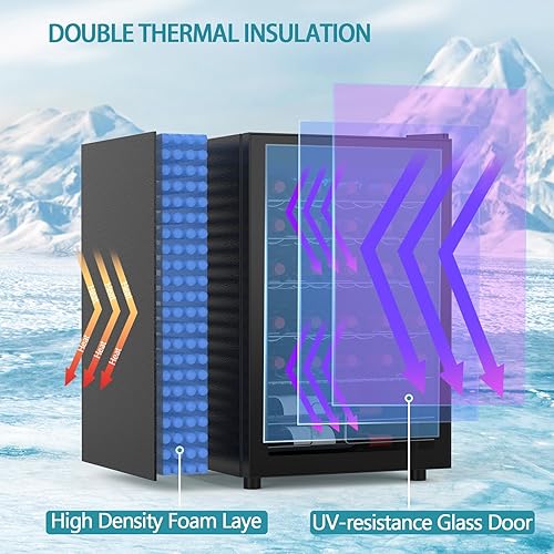 Miniatura 4 de COWSAR Refrigerador de Vino de 37 Botellas, Refrigerador Comercial de Bebidas Independiente con Control Inteligente de Temperatura, Mini