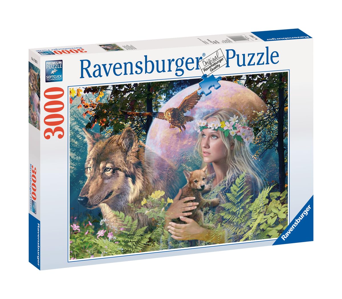 Ravensburger - Puzzle Adulte - Puzzle 3000 pièces - Loups au clair de lune - Adultes et enfants à partir de 14 ans - Puzzle de qualité supérieure fabriqué en Europe - Animaux fantastiques - 17033