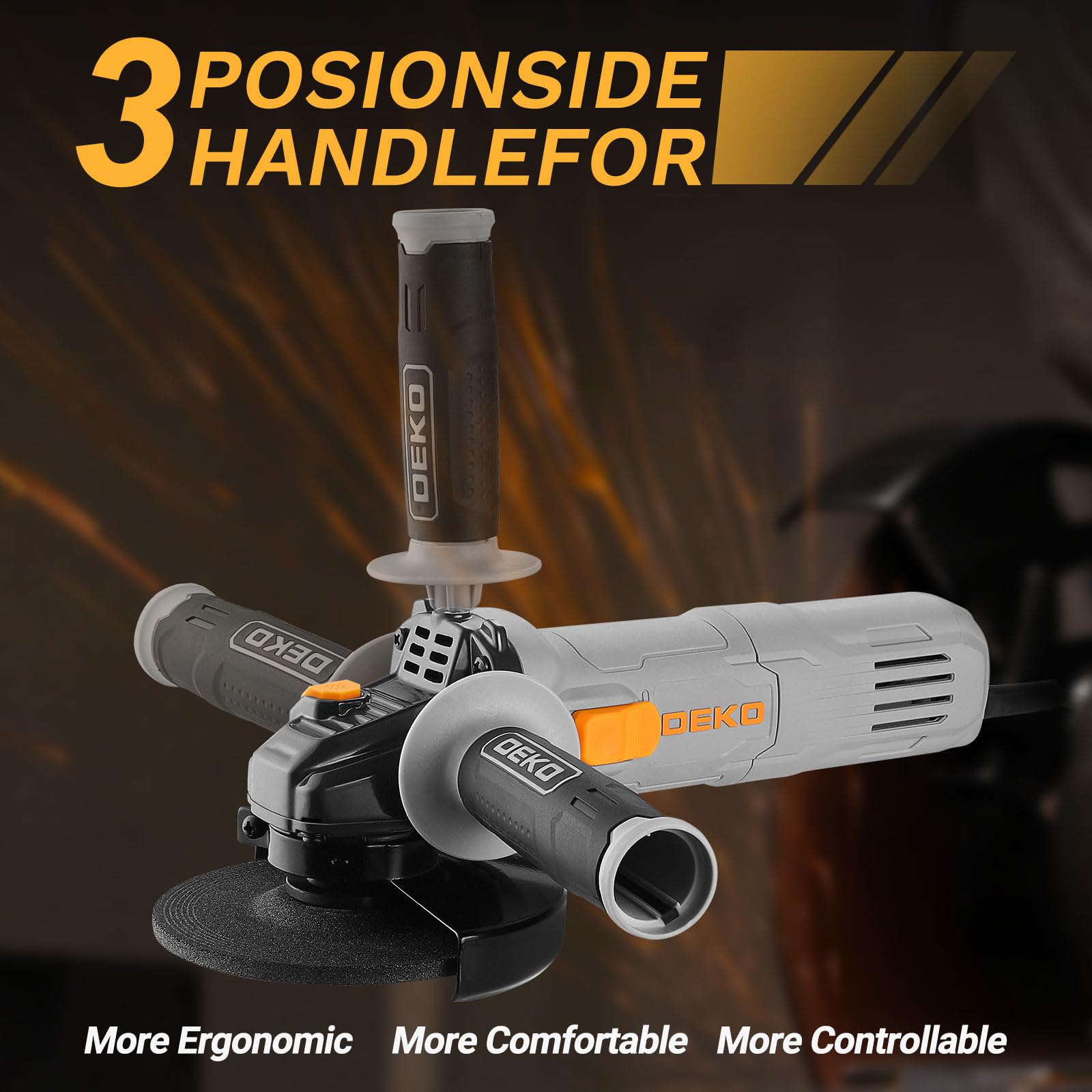 Smerigliatrice Angolare: DEKOPRO 125 mm 800W Smerigliatrice Angolare Elettrica, moletta elettrica 12.000 RPM, Velocità Regolabile, per smerigliare grande, lucidare e levigare