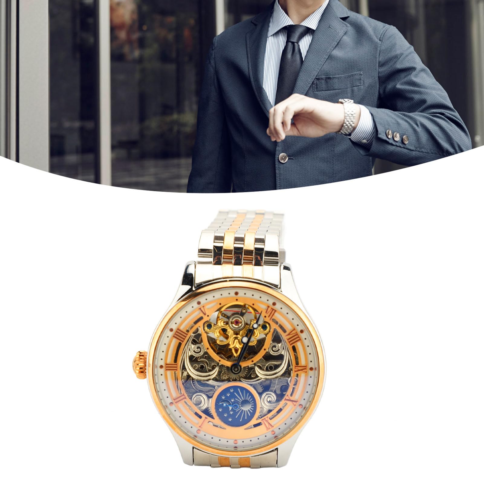 TOPINCN Tourbillon Mechanical Watch for Men with Unique Skeleton Design