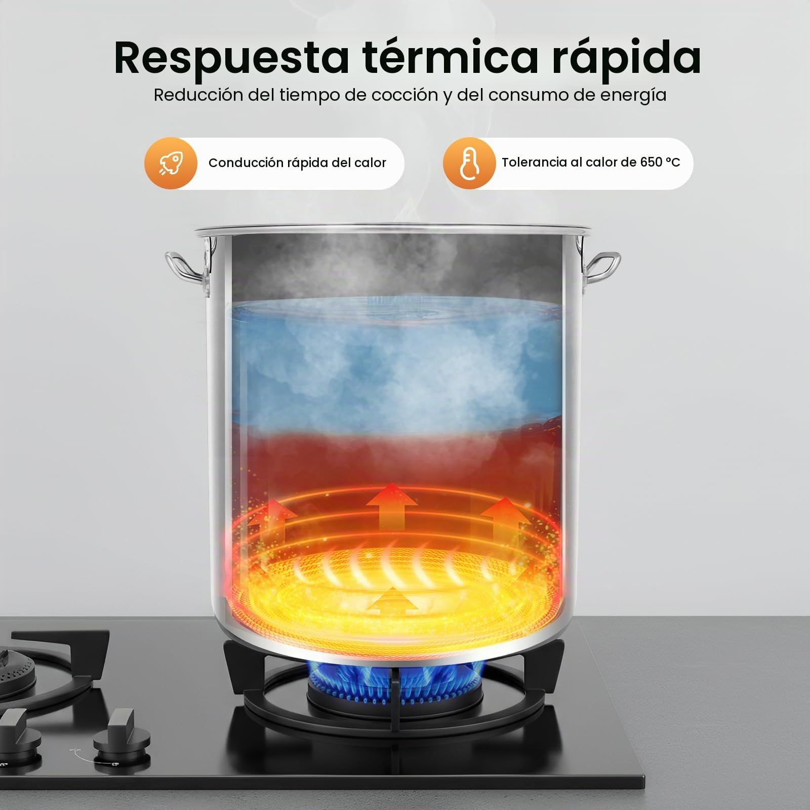 Olla para sopa de 70 litros, gran capacidad, con olla de camping, olla de cocina, asas equipadas, olla de acero inoxidable para cocinas de gas, cocinas eléctricas, cocinas de inducción, color