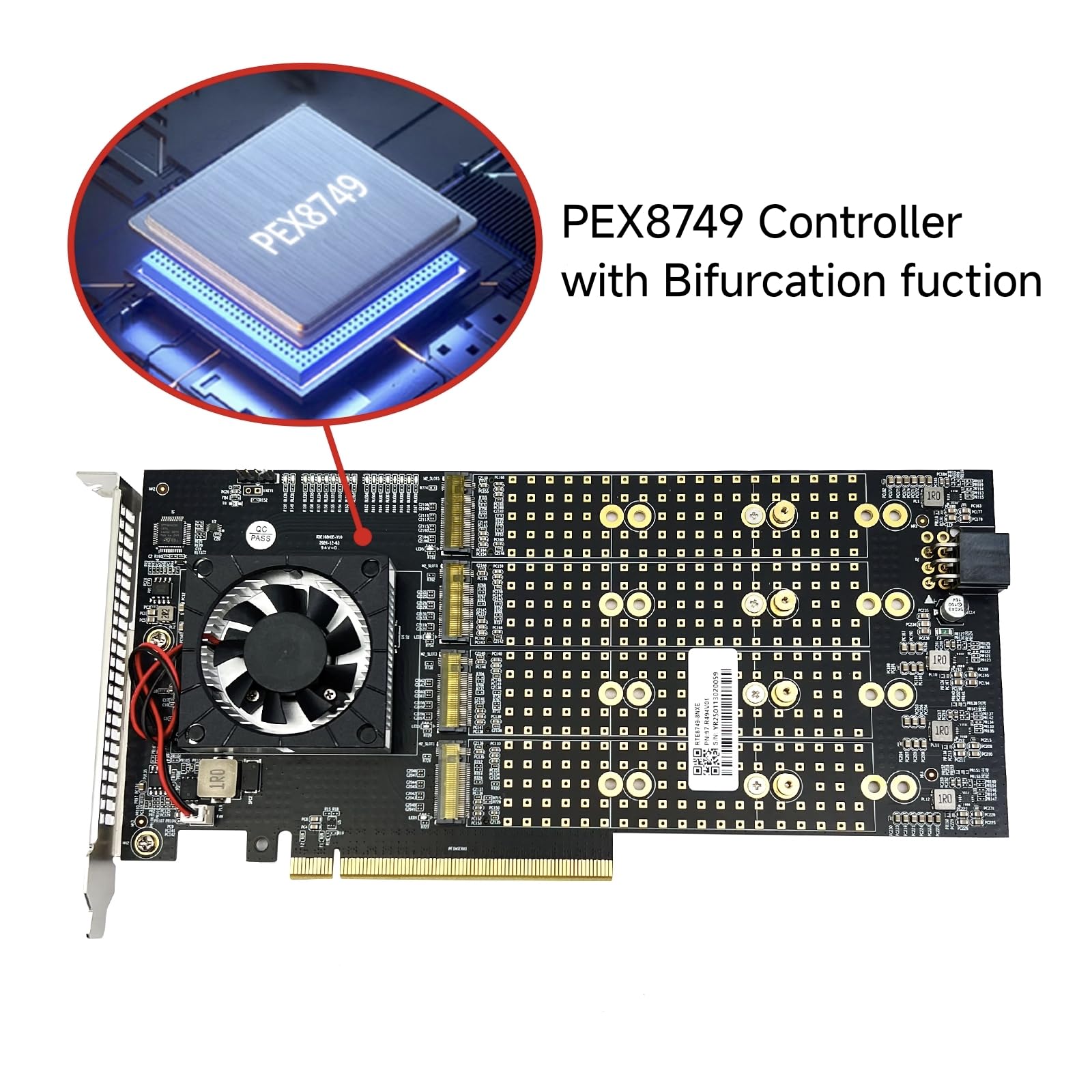 PCIe 3.0 X16 to 8x M.2 NVMe SSD Adapter, PEX8749 Controller with Bifurcation, Windows Server Linux VMware ESXi FreeBSD Ubuntu