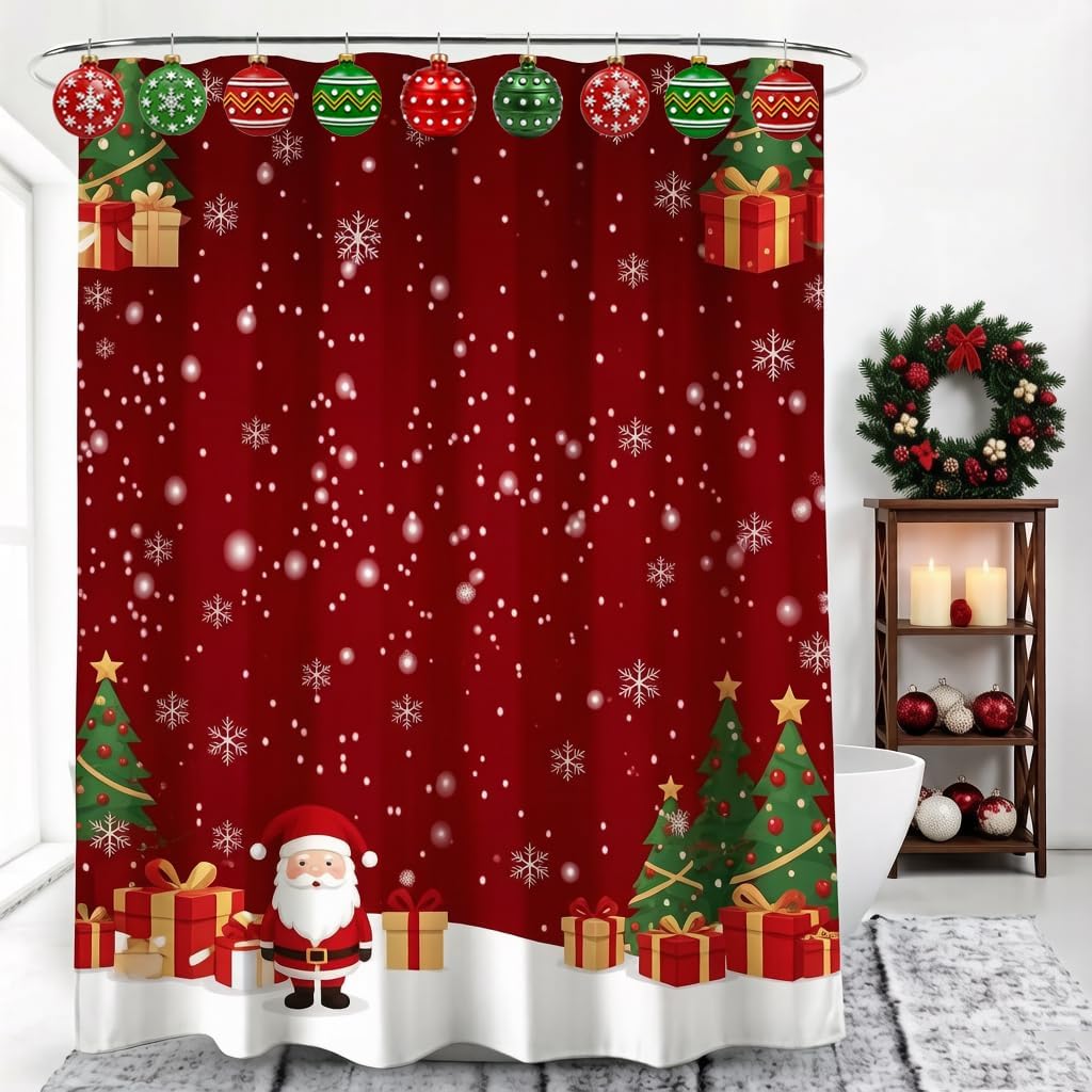 12 PCS Christmas Ball Decorative Shower Curtain Hooks for Bathroom image 2