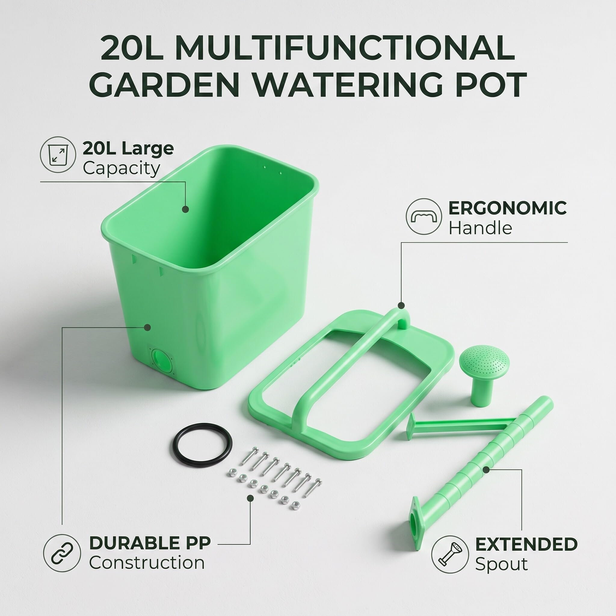 Annaffiatoio in Plastica 20L 3 modalità Annaffiatoio da Giardino con Ugello Rotante a 360 Gradi per Irrigazione di Piante da Esterno per Interni Cura del Giardino