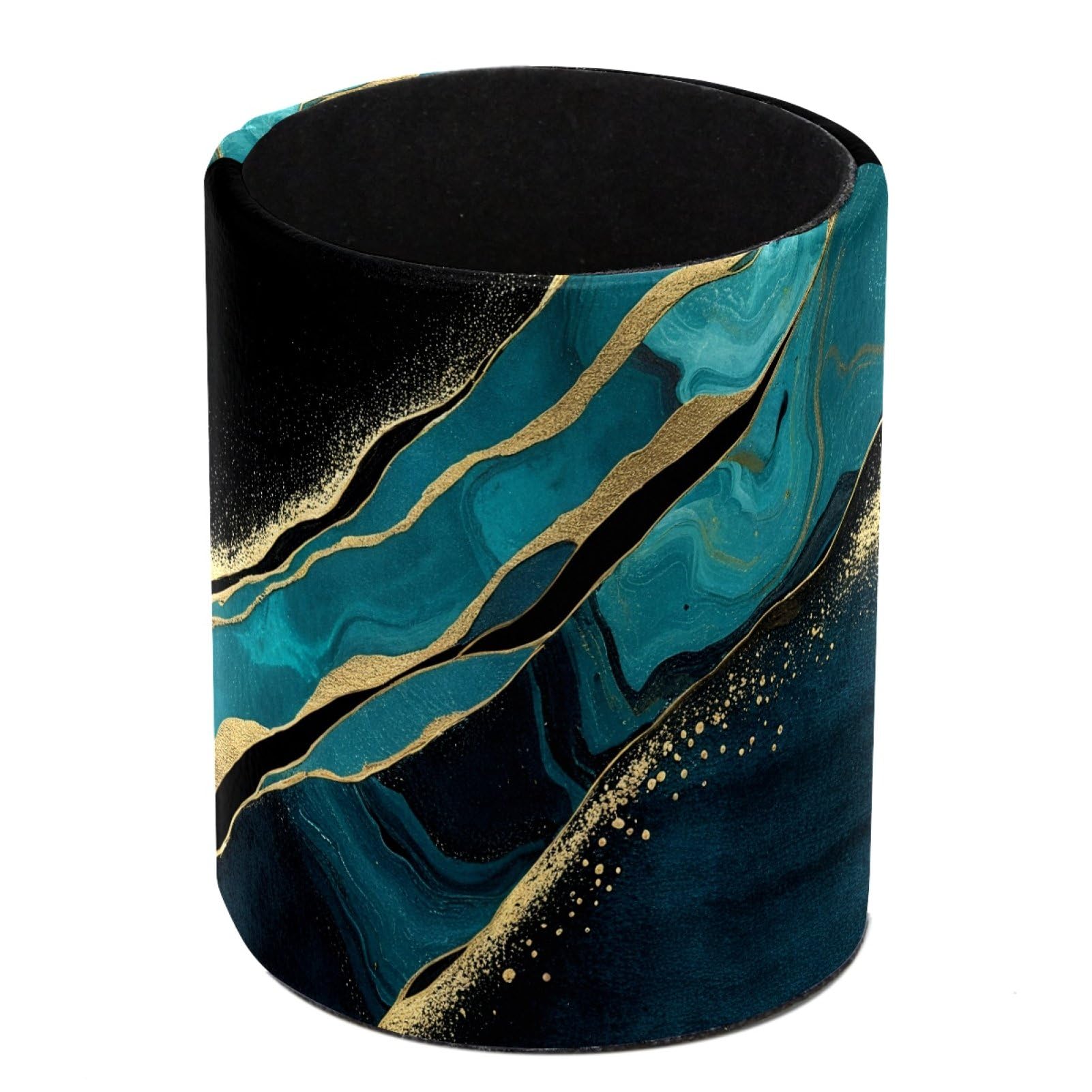 HEOEH Malachite Marble Pen Holder for Desk, PU Leather Pencil Holder Pen Cup Marker Holder Makeup Brush Holders, Desk Accessories & Workspace Organizers for Home, Office
