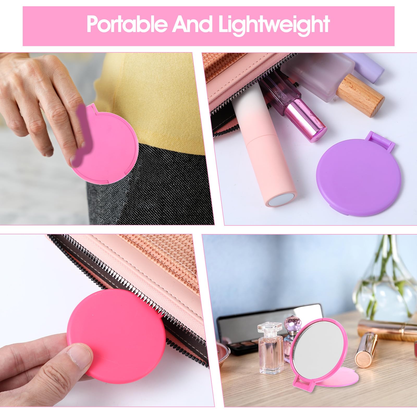 Ptwola Mini składane lusterko 6 cm w stylu vintage, małe podróżne lusterko do makijażu, okrągłe kompaktowe lusterka, przenośne składane przybory do makijażu dla kobiet, dziewcząt, torebka, na co dzień