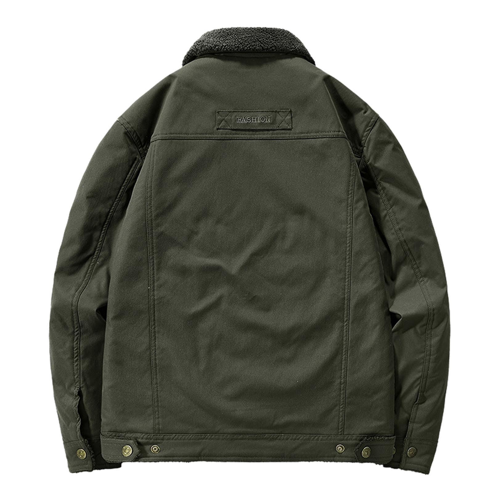 Generisch Giacche invernali da uomo invernali con calda imbottitura e ispessita con tasche, stile casual, giacca foderata in velluto a coste per uomo Giacche in pile con abbottonatura Cappotti