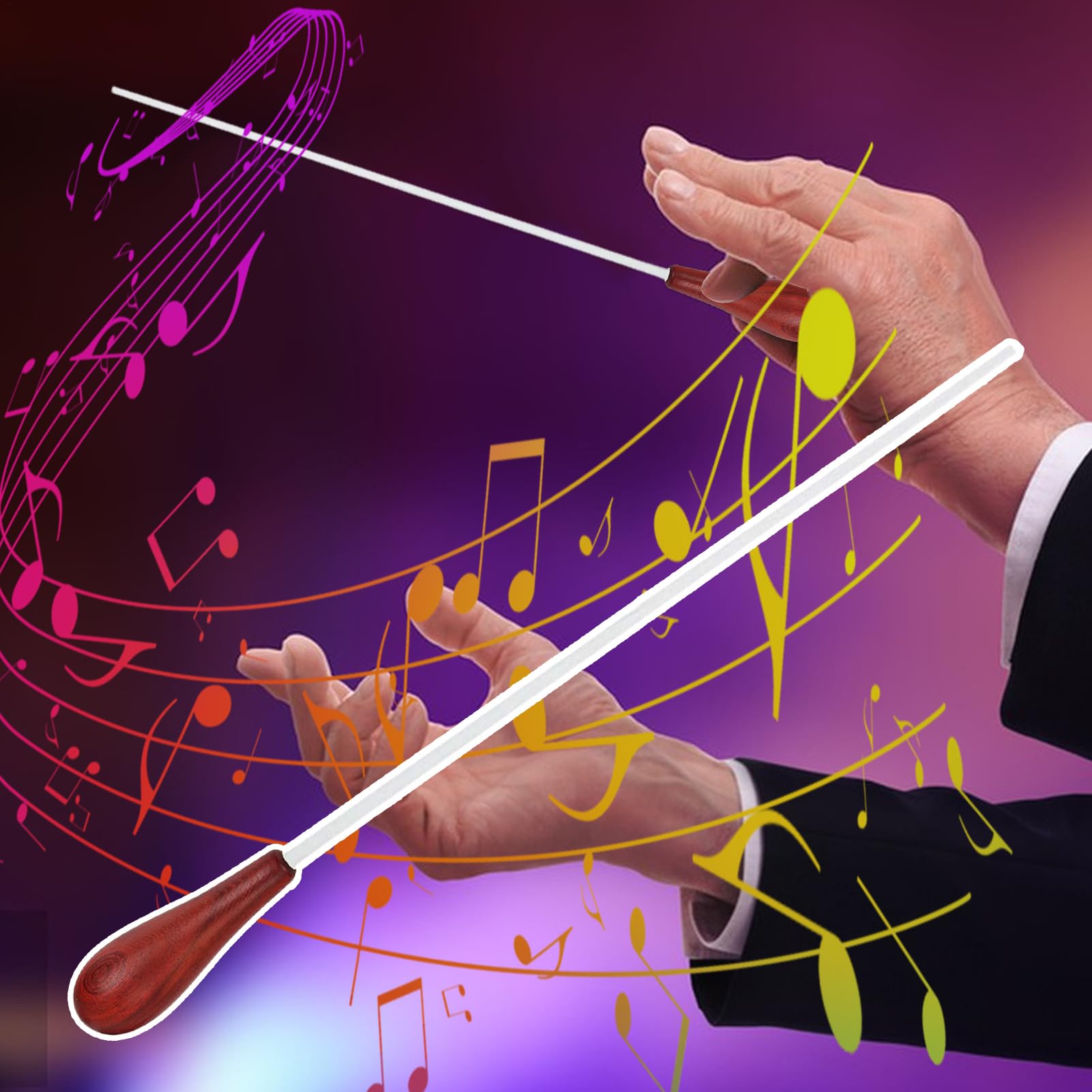 Bâton De Chef D'Orchestre Avec Manche En Bois | De Directeur Musical,Conception Ergonomique et Prise en Main Sûre pour Orchestre de Marche et Cours de Tambour