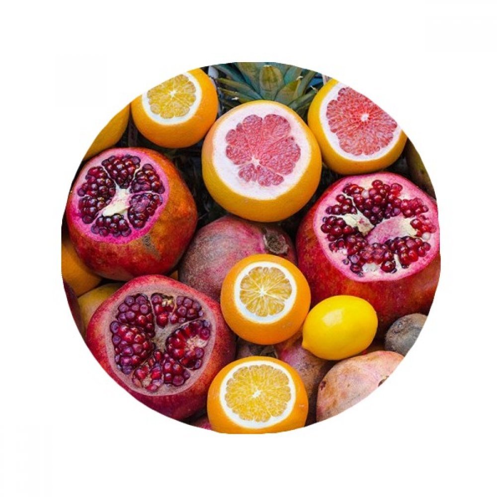 Tapis de sol rond fruits tropicaux antidérapant pour cuisine et salon 50x50cm