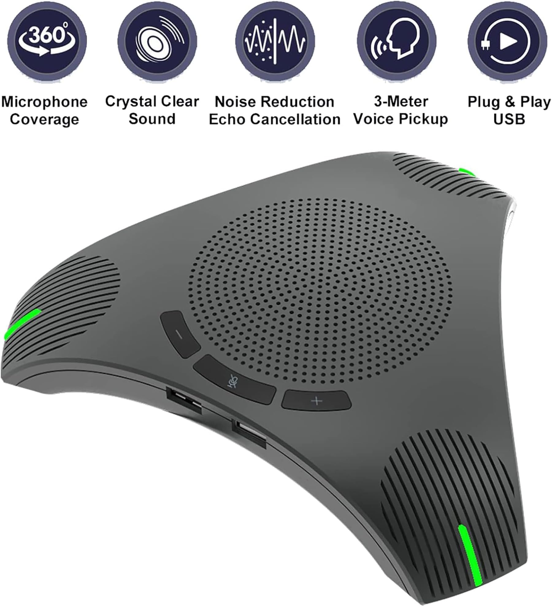 Microfono da Conferenze, Vivavoce USB per L'ufficio da Casa, Miglioramento Intelligente Della Voce, Microfono USB per per Riunioni/Lezioni Online, Chiamate Zoom, Chat Skype, Plug & Play