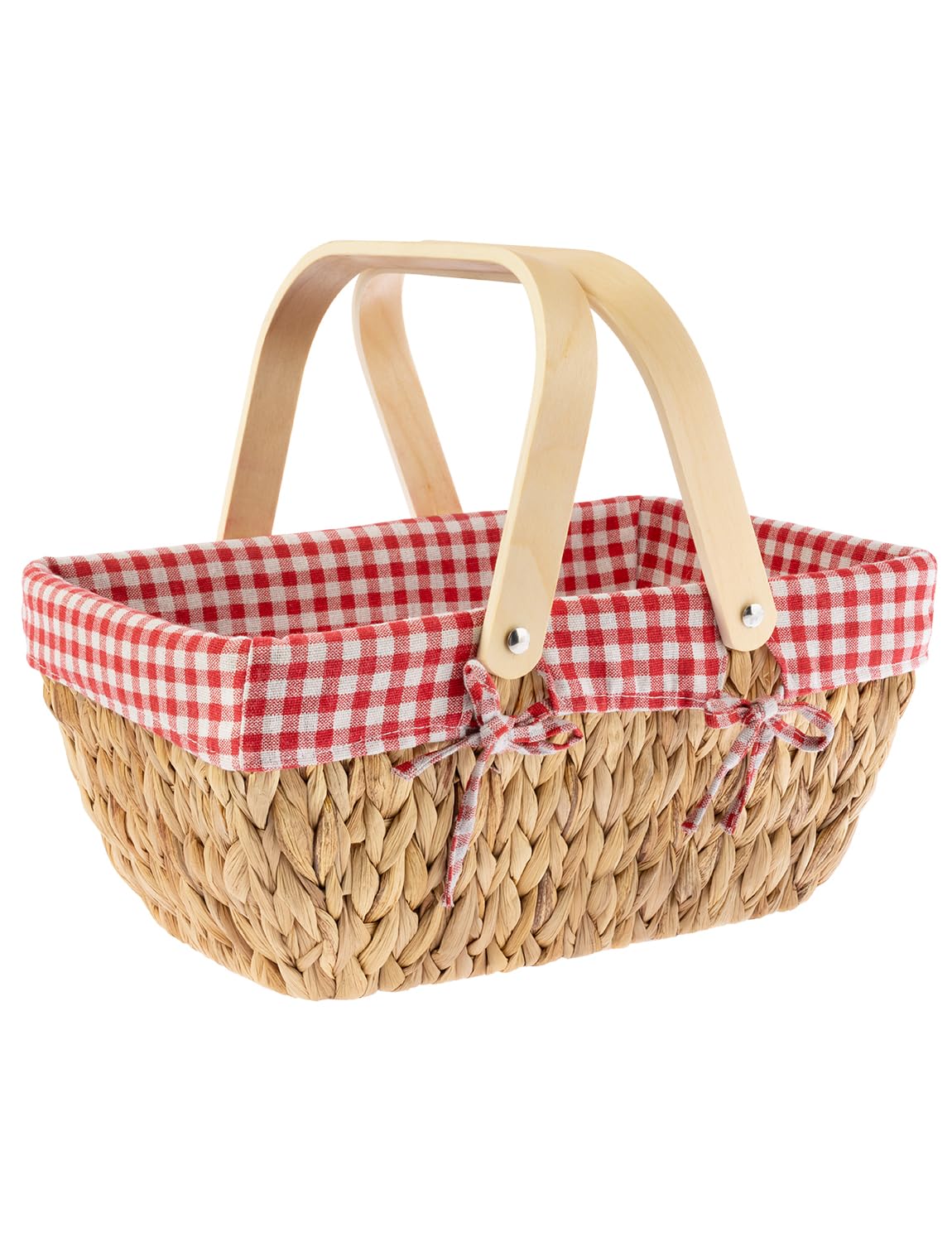 StorageWorks Wicker Basket with Washable Linner, Empty Gift Baskets with Wooden Handle, Water Hyacinth Easter Baskets for ...
