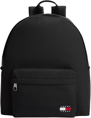 Tommy Jeans Mochila Hombre Daily Ripstop con bolsillo exterior, Negro (Black), Talla Única