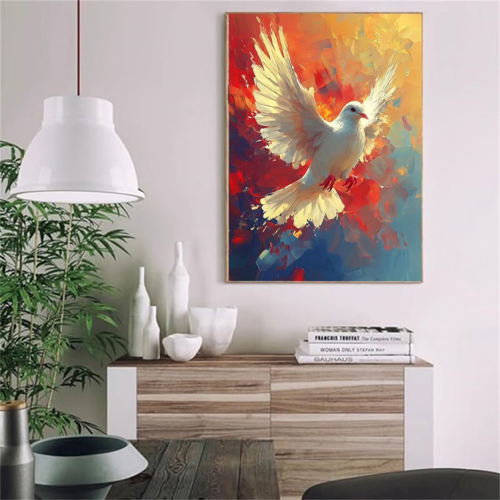 Malen Nach Zahlen Erwachsene Tier Malen Nach Zahlen Taube Bastelset Erwachsene, Paint by Numbers Mit 3 Pinseln und Acrylfarbe, DIY Set für Anfänger und Kinder Ohne Rahmen, Wanddeko 90 x 120 cm x-z545