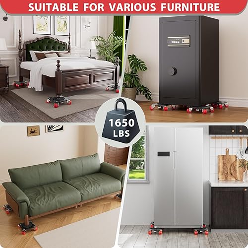 Miniatura 6 de ONEON - Furniture Mover Ultra, movedor de muebles con 8 ruedas, para mover objetos pesados, plataforma de perfil bajo con ruedas dobles, paneles de