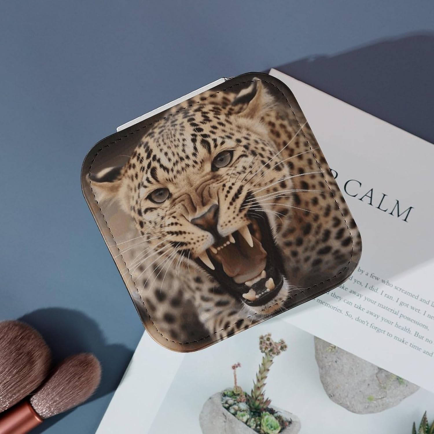 Leopard Roars Cool Animal Travel Jewelry Case Small Jewelry Organizer image 4