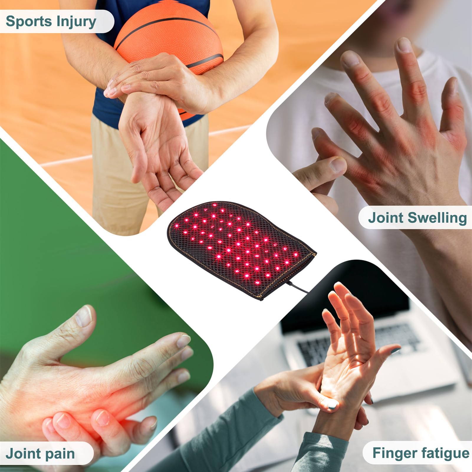 GOURIXIN Terapia de luz roja LED para Manos, Dispositivo de Fisioterapia con luz infrarroja cercana, Guante de rejuvenecimiento, Apagado automático a los 30 Minutos