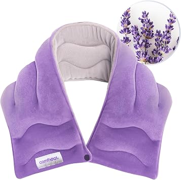 Neck Heating Pad Microwavable for Pain Relief, FSA Eligible HSA | Microwave Neck Warmer Wrap Moist Hot Compress for Sore Muscles Relief, Lavender Aroma, 25 x 5.7 Inches, Purple