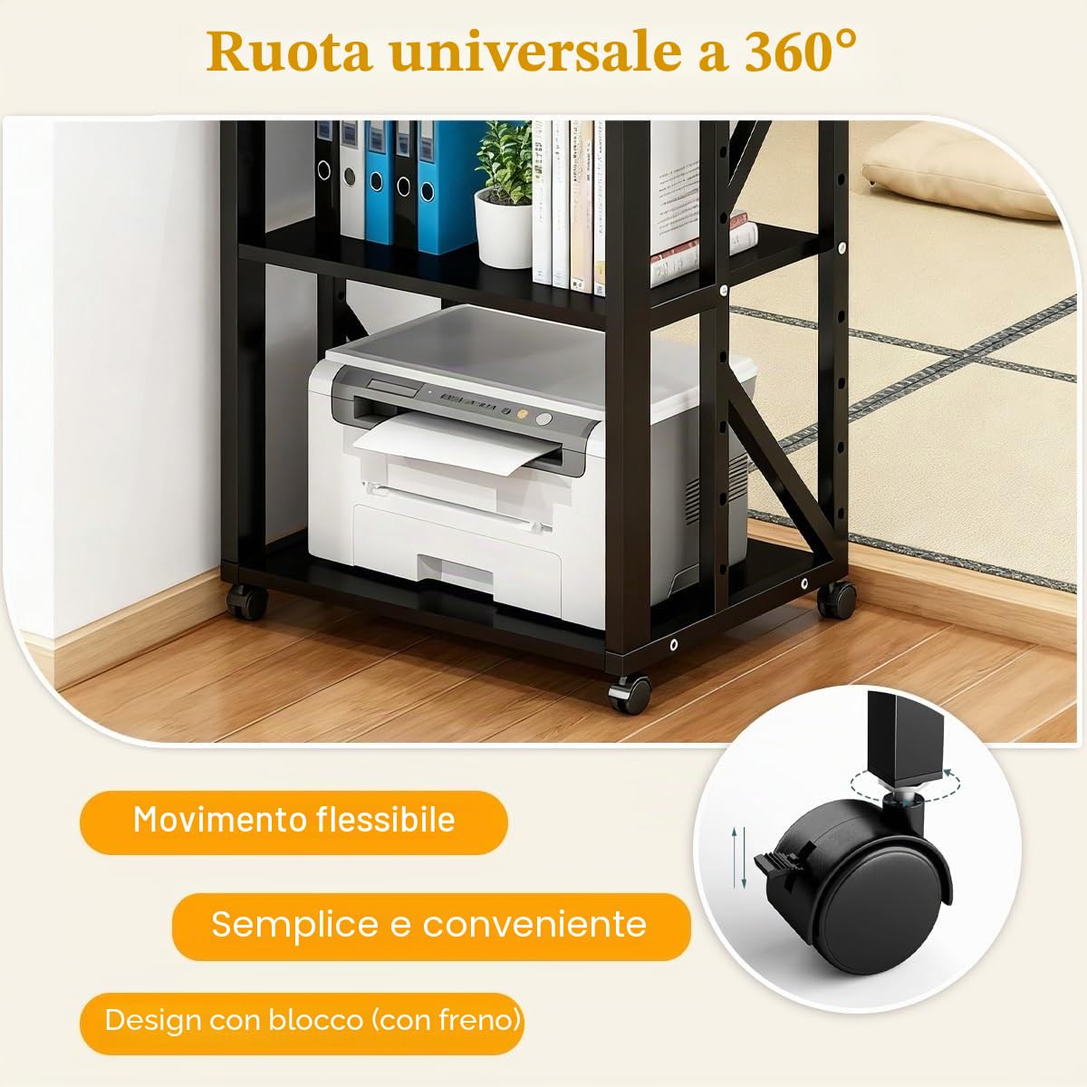 Mobile Stereo Hi Fi Rack Audio, Mobile HiFi Rack Audio Multistrato con Ruote Universali, Struttura Solida, Supporto per Componenti AV per Soggiorno, Sala Teatro(Style 1)