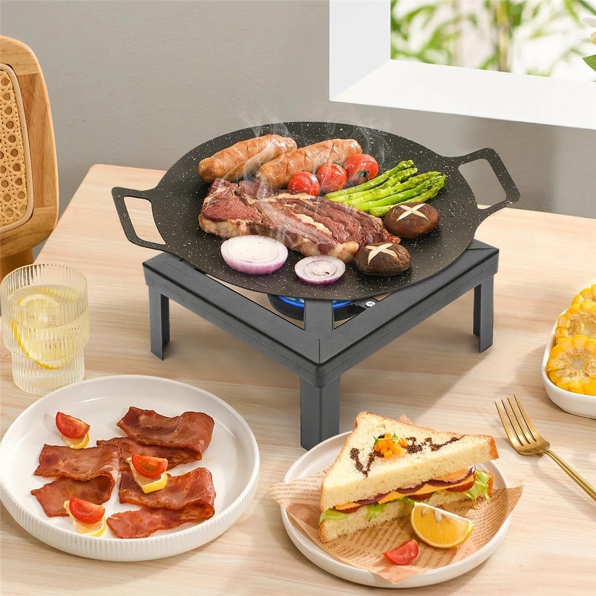 Estufa de gas portátil de 8 kW para exteriores, con manguera reguladora ajustable de 0 a 20 psi, para patio, camping, barbacoa (EURO)
