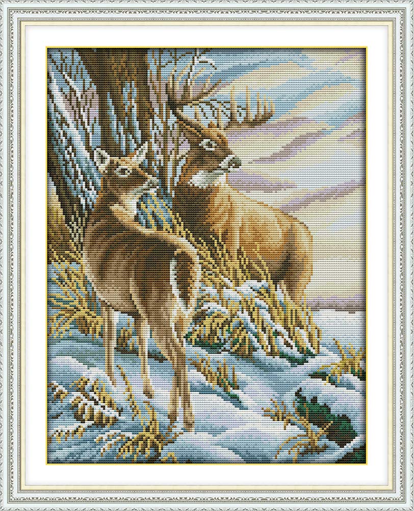 Abillyn Embroidery Cross Stitch Kits Deer Stamped with Printed Pattern Starter Kit (Deer)